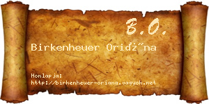 Birkenheuer Oriána névjegykártya